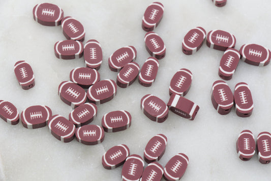 Football Beads, Football Polymer Clay Beads, Sport Themed Beads, Round Ball Beads, Fimo Cane Beads, Jewelry Beads, Beads for Bracelet