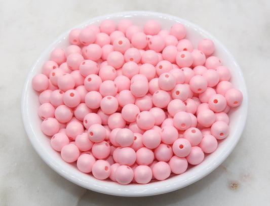 8mm Pink Shimmer Gumball Beads, Round Acrylic Loose Beads, Bubblegum Beads, Chunky Beads, Smooth Round Plastic Beads #2890