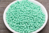 Glass Seed Beads, 4mm 6/0 Glass Round Seed Beads, Mint Green Opaque Seed Beads, Rocailles Beads, Beading Supplies #1548