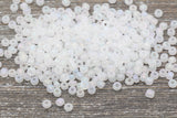 Matte Iridescent Glass Seed Beads, 4mm 6/0 Glass Round Seed Beads, Matte White AB Seed Beads, Rocailles Beads, Beading Supplies #1181