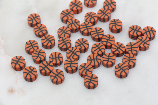 Basketball Polymer Clay Beads, Sport Ball Beads, Kawaii Basketball Clay Beads, Sport Beads, Jewelry Beads #336