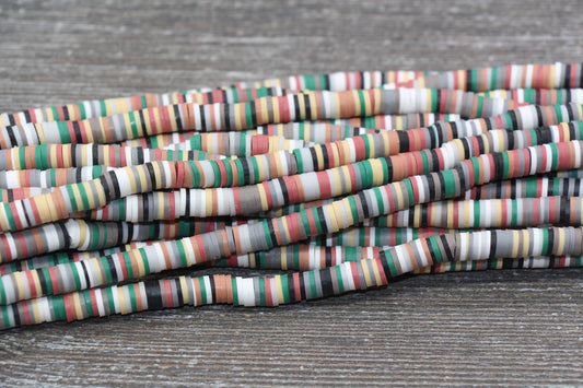 6mm Multicolored Heishi Beads, Mixed Color Polymer Clay Disc Beads, African Disc Beads, Wholesale Vinyl Heishi, 16 inch Strand #203