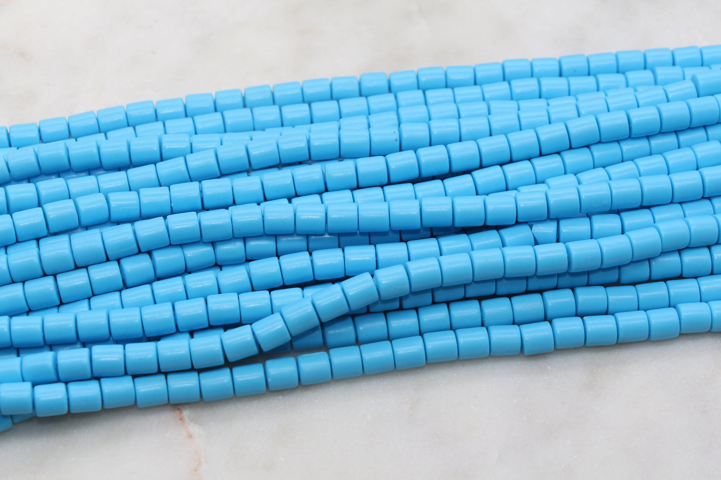 6mm Wide Column Chunky Polymer Clay Beads, Bright Sky Blue Heishi Spacer Beads, Clay Tube Beads, Barrel Beads Heishi Beads #140