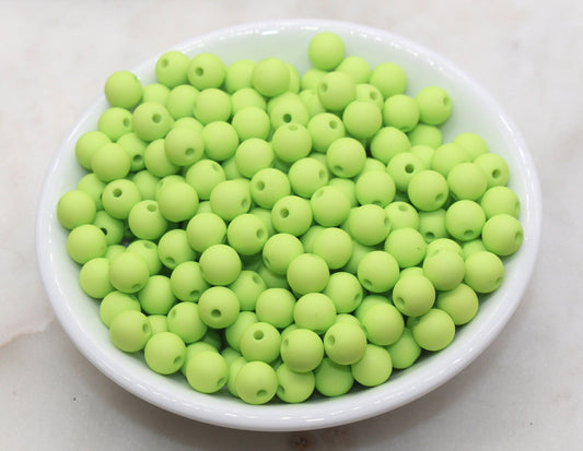 8mm Matte Light Green Round Beads, Acrylic Gumball Bead, Frosted Green Round Spacer Beads, Bubblegum Beads, Plastic Round Bead #479