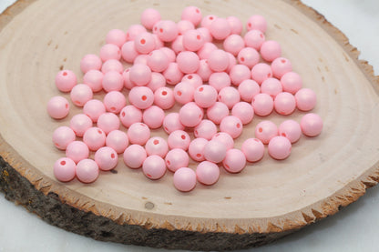 8mm Pink Shimmer Gumball Beads, Round Acrylic Loose Beads, Bubblegum Beads, Chunky Beads, Smooth Round Plastic Beads #2890