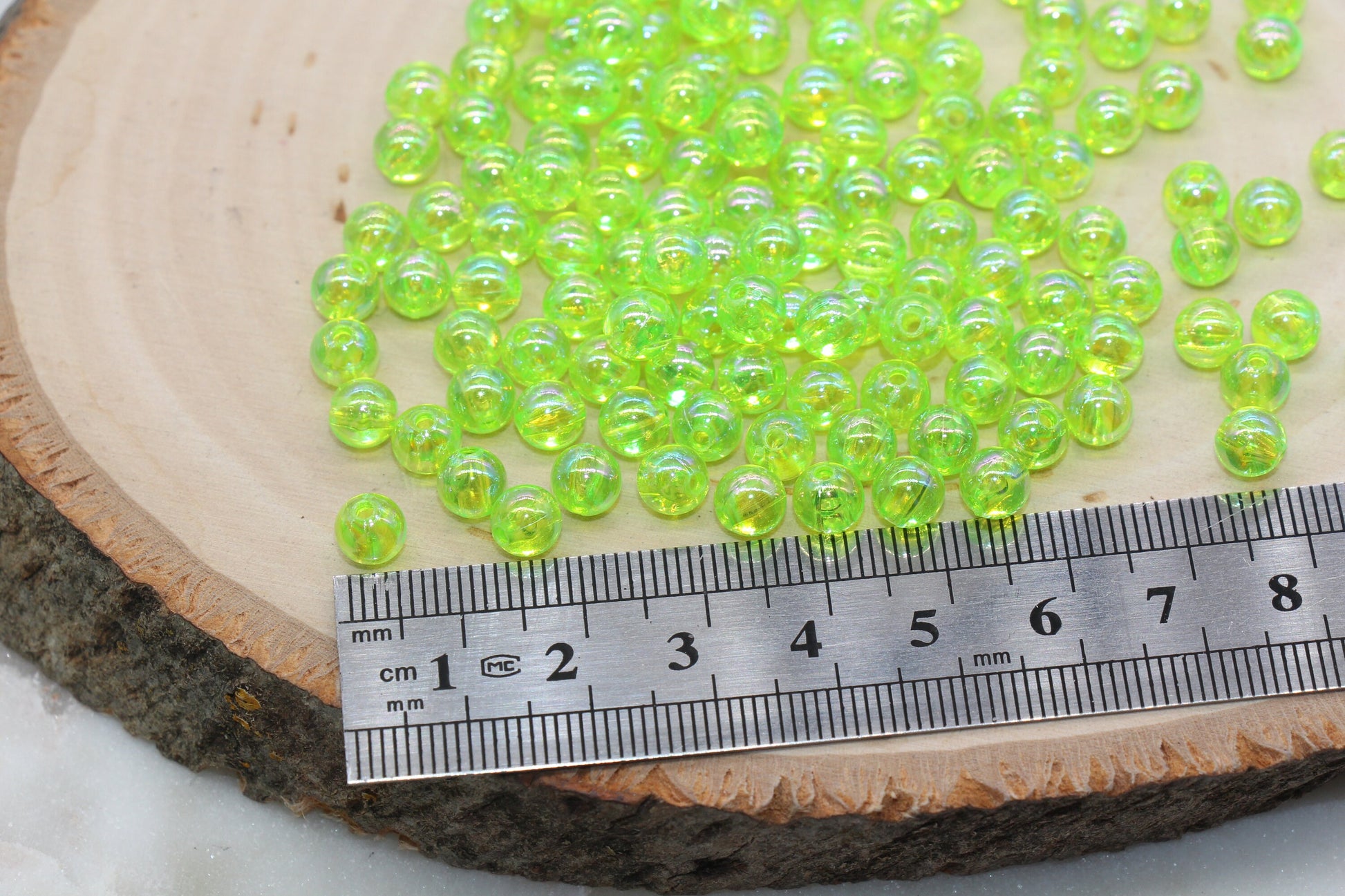 6mm Green AB Round Beads, Iridescent Acrylic Gumball Beads, Transparent Round Spacer Beads, Bubblegum Beads, Plastic Round Bead #2894