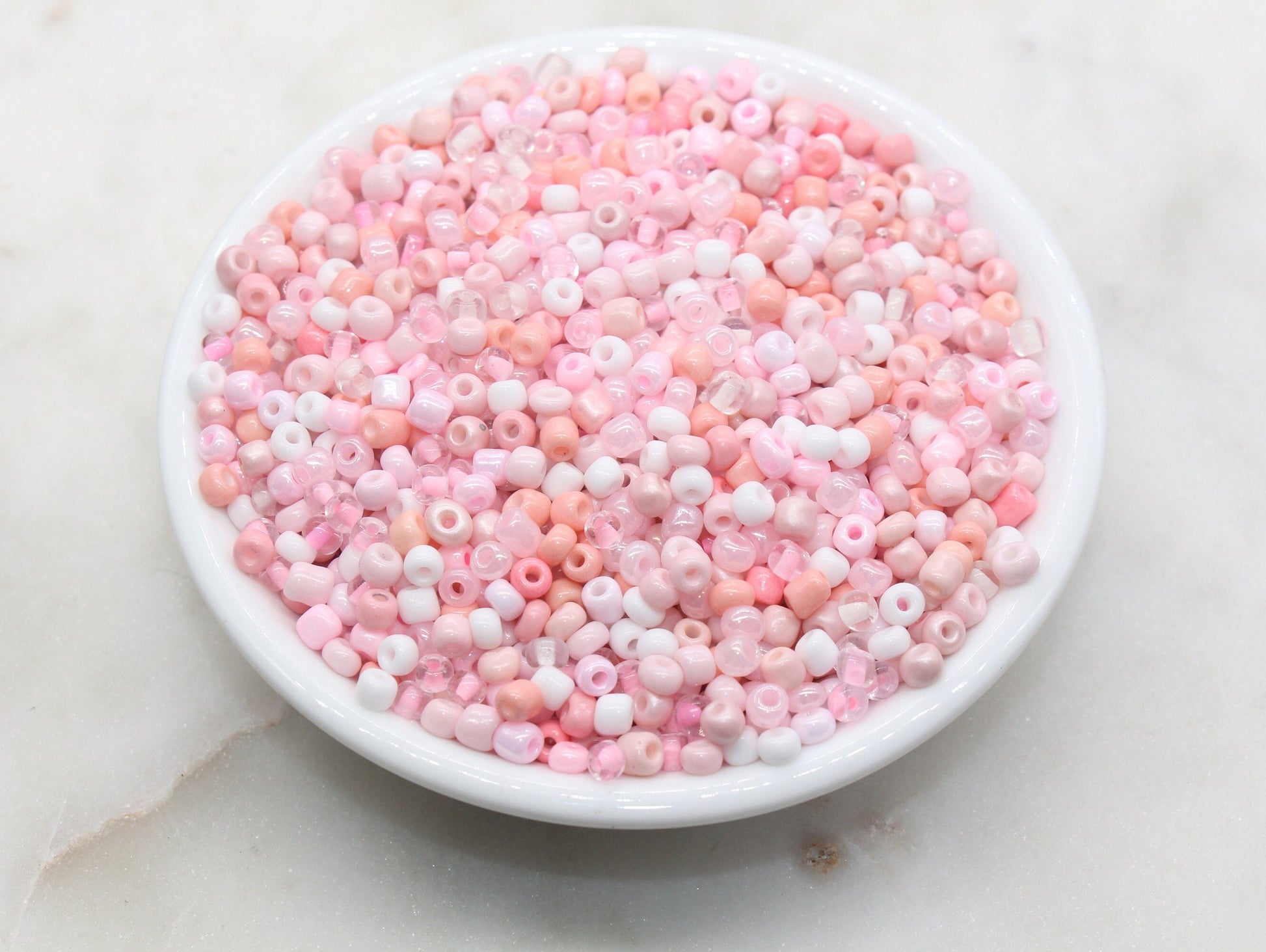 Mix Pink Glass Seed Beads, 4mm 6/0 Glass Round Seed Beads, Mix Multicolor Seed Beads, Rocailles Beads, Valentine's Themed Beads #2905