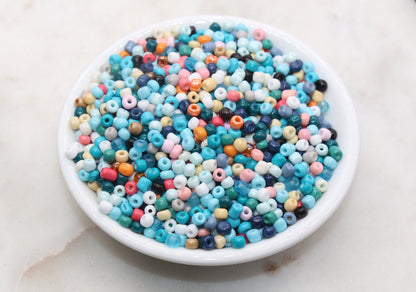 Mix Glass Seed Beads, 4mm 6/0 Glass Round Seed Beads, Mix Multicolor Seed Beads, Rocailles Beads, Beading Supplies #2907