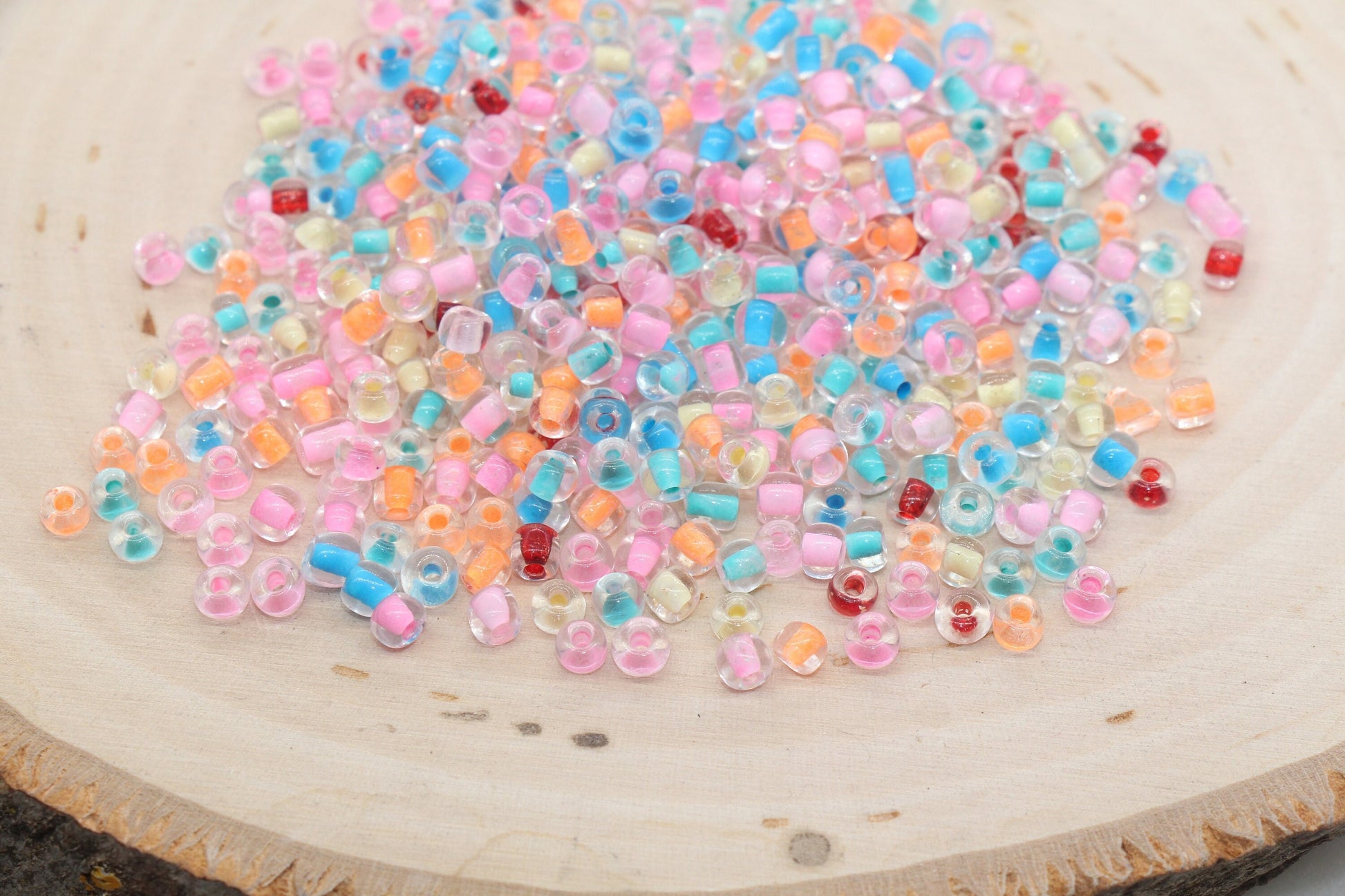 Mix Lined Glass Seed Beads, 4mm 6/0 Glass Seed Beads, Mix Multicolor Seed Beads, Rocailles Beads, Beading Supplies #2912