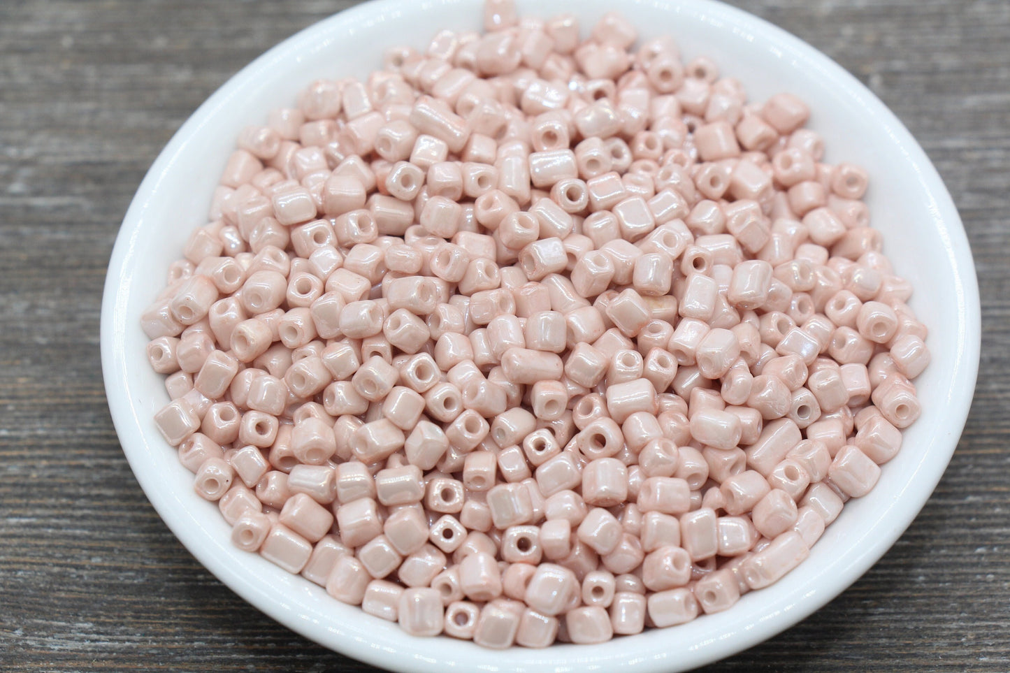 Square Glass Seed Beads, 4mm Cube Glass Beads, Glossy Dusty Pink Seed Beads, Opaque Beads, Beading Supplies #1136