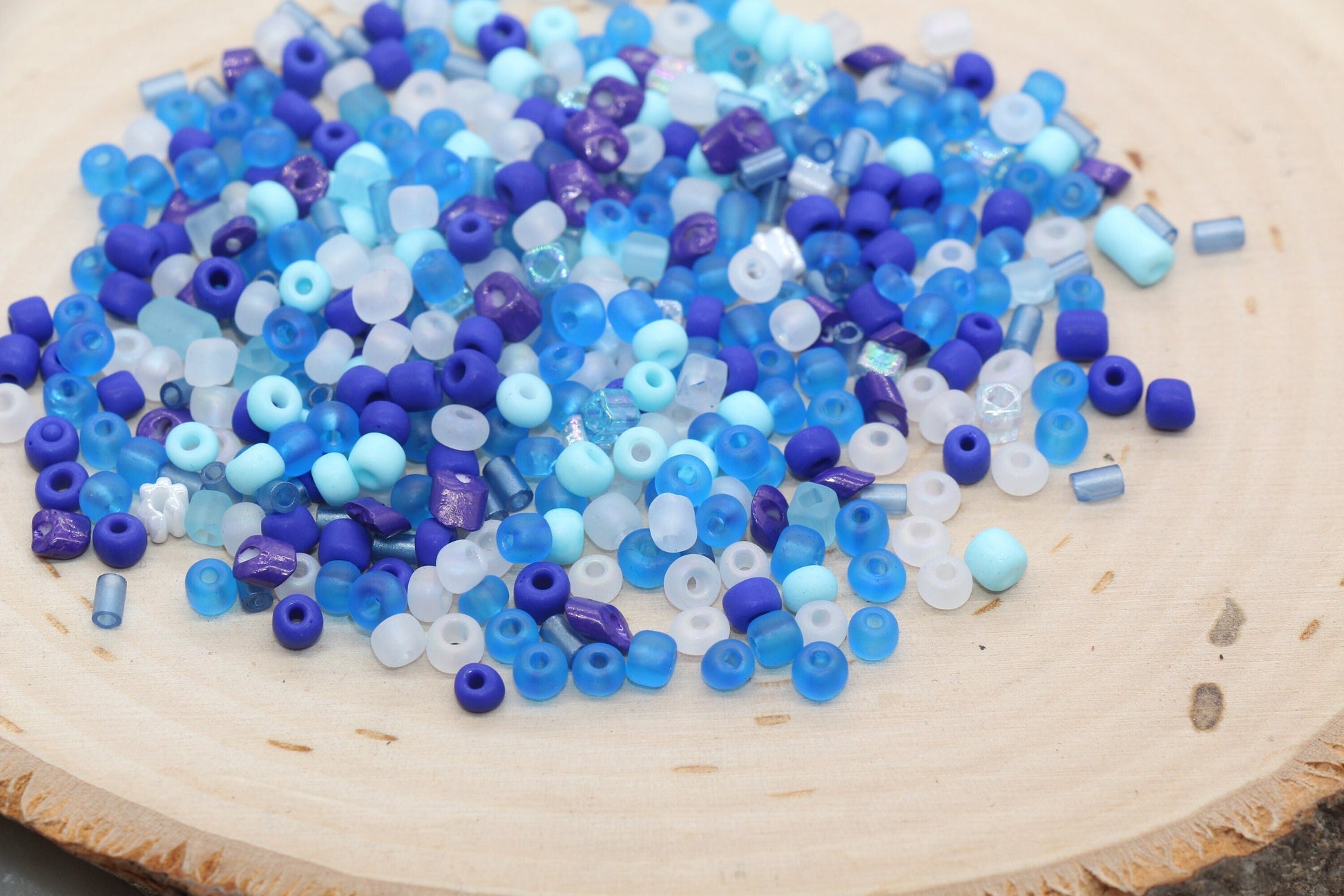 Mix Matte Blue Glass Seed Beads, 4mm 6/0 Glass Seed Beads, Mix Frosted Seed Beads, Rocailles Beads, Beading Supplies, Bracelet Beads #2934