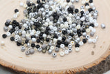 Mix Glass Seed Beads, 4mm 6/0 Glass Seed Beads, White Black and Silver Seed Beads, Rocailles Beads, Beading Supplies, Bracelet Beads #2949