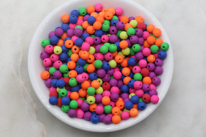 6mm Matte Multicolor Gumball Beads, Round Acrylic Loose Beads, Matte Bubblegum Beads, Chunky Beads, Round Plastic Beads #984