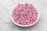 Pink Alphabet Letter Beads, Acrylic Pink with Black Letters Beads, Round Acrylic Beads, ABC Letter Beads, Name Beads 7mm #4