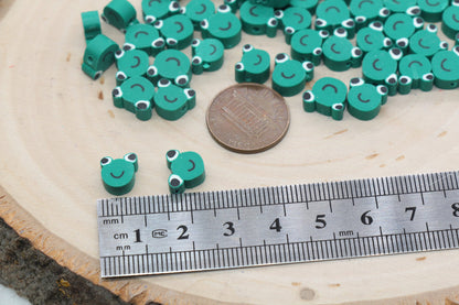 Green Frog Polymer Clay Beads, Kawaii Frog Clay Beads, Jewelry Beads, Bead for Bracelet #223