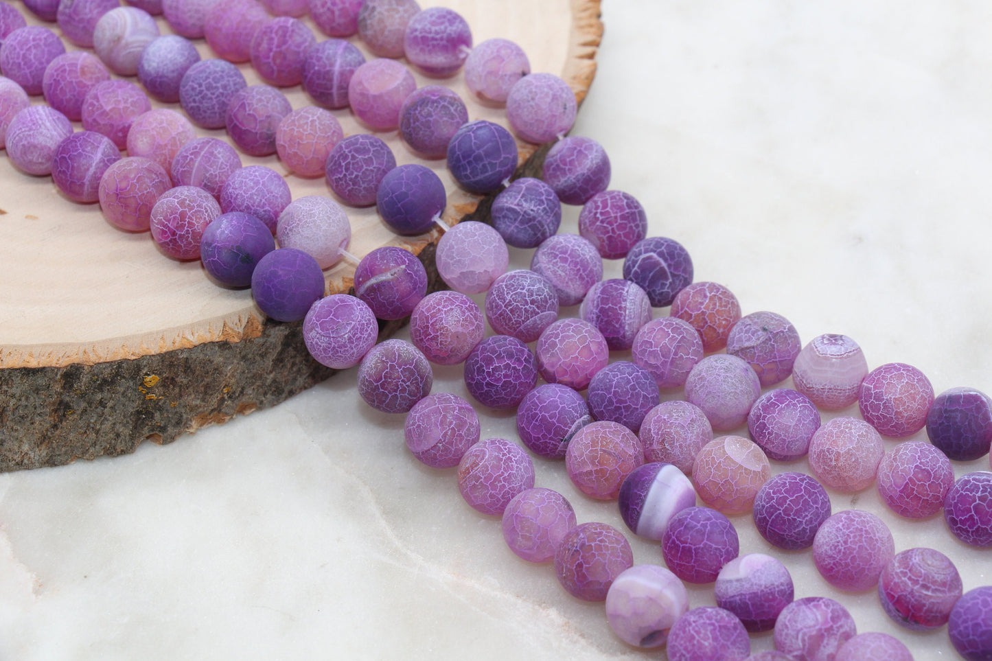 Purple Crackle Agate, Frosted Agate Beads, Matte Round Gemstone Beads, Size 4mm 6mm 8mm 10mm 12mm, Full Strand #112