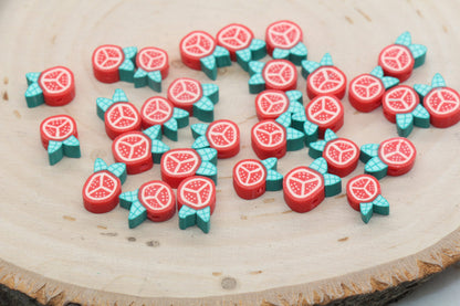 Pomegranate Polymer Clay Beads, Fruit Cane Beads, Pomegranate Clay Beads, Jewelry Beads, Bracelet Beads #411