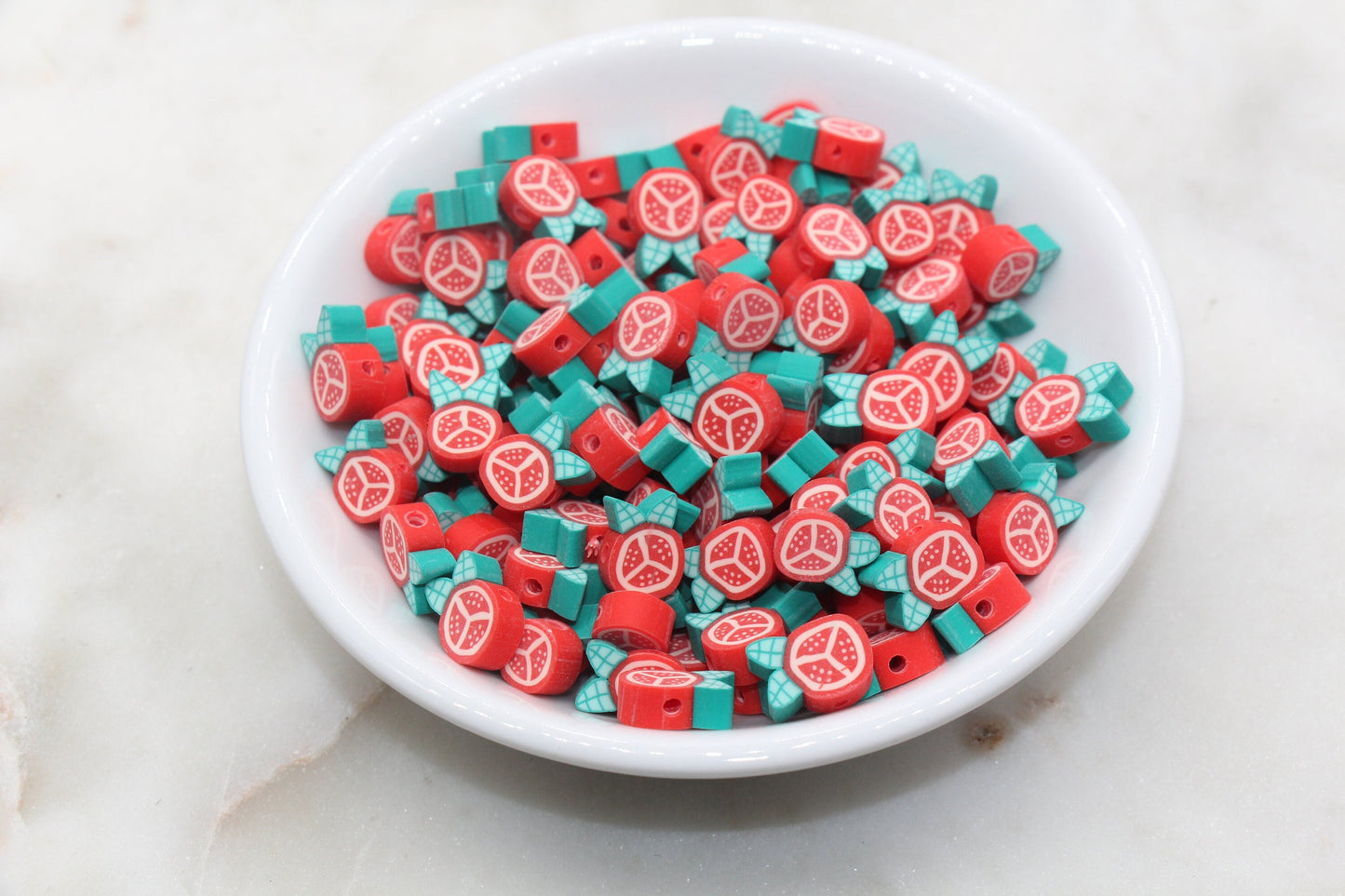 Pomegranate Polymer Clay Beads, Fruit Cane Beads, Pomegranate Clay Beads, Jewelry Beads, Bracelet Beads #411