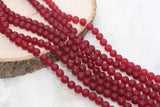 Frosted Red Jade Beads, Matte Red Jade, Gemstone Round Loose Beads #264