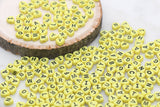 Yellow Heart Letter Beads, Acrylic Yellow Beads with Black Hearts, Heart Shape Alphabet Beads, Name Bracelet Beads, Word Beads, 7mm #2897