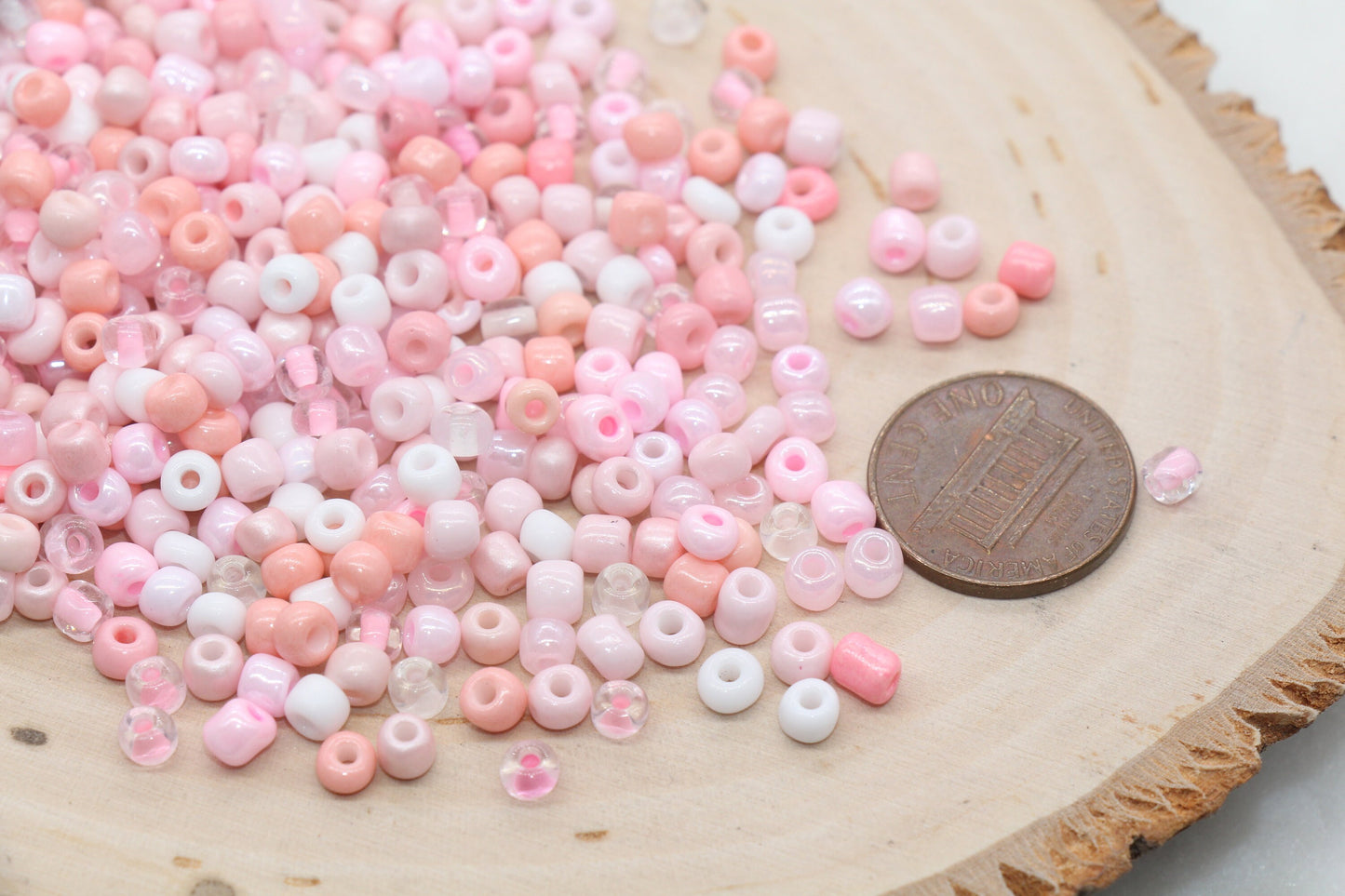 Mix Pink Glass Seed Beads, 4mm 6/0 Glass Round Seed Beads, Mix Multicolor Seed Beads, Rocailles Beads, Valentine's Themed Beads #2905