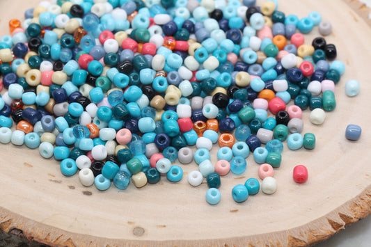 Mix Glass Seed Beads, 4mm 6/0 Glass Round Seed Beads, Mix Multicolor Seed Beads, Rocailles Beads, Beading Supplies #2907