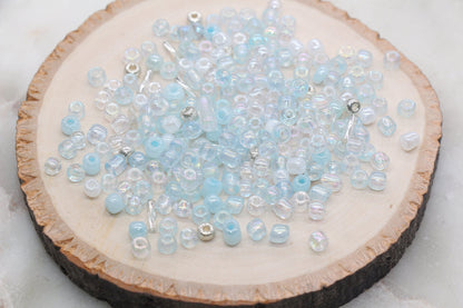 Mix Blue Glass Seed Beads, 4mm 6/0 Glass Round Seed Beads, Mix Multicolor Seed Beads, Rocailles Beads, Beading Supplies #2908