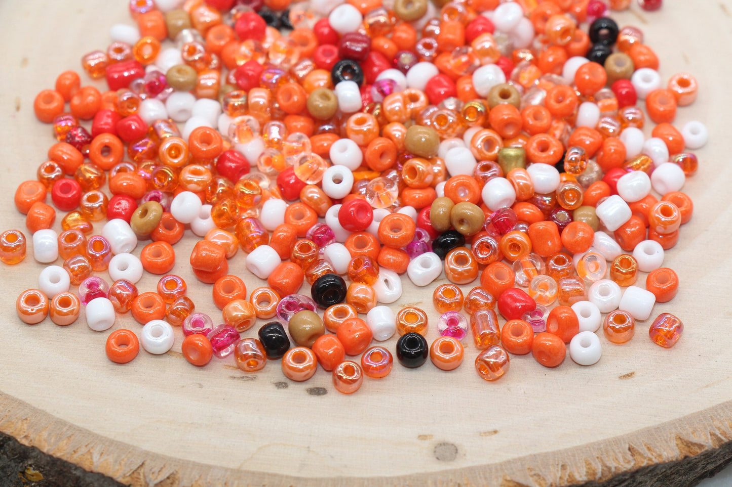 Mix Orange Glass Seed Beads, 4mm 6/0 Glass Seed Beads, Mix Multicolor Seed Beads, Rocailles Beads, Beading Supplies #2910