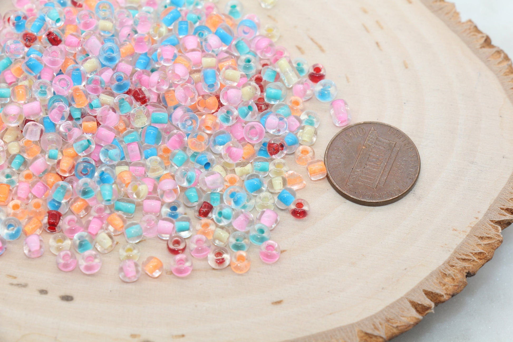 Mix Lined Glass Seed Beads, 4mm 6/0 Glass Seed Beads, Mix Multicolor Seed Beads, Rocailles Beads, Beading Supplies #2912