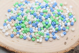 Mix Glass Seed Beads, 4mm 6/0 Glass Seed Beads, Blue Green White Mix Seed Beads, Rocailles Beads, Beading Supplies, Bracelet Beads #2930