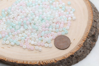 Mix Creamy Pastel Glass Seed Beads, 4mm 6/0 Glass Seed Beads, Multicolor Seed Beads, Rocailles Beads, Beading Supplies, Bracelet Beads #2936