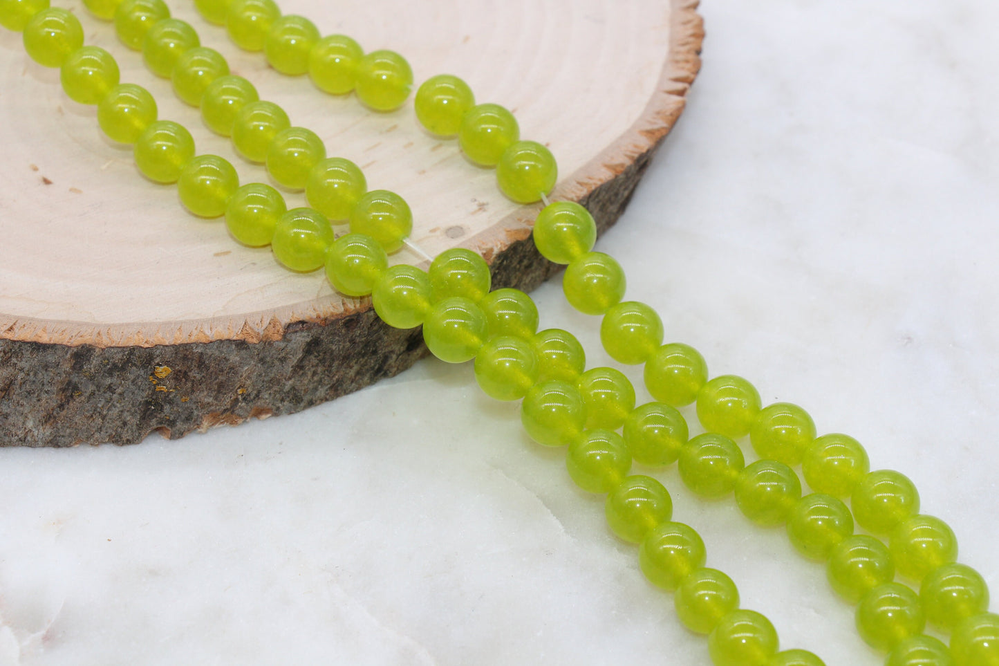 Green Jade Beads, Smooth Gemstone Round Loose Beads, Size 6mm 8mm 10mm #273