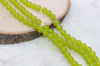 Green Jade Beads, Smooth Gemstone Round Loose Beads, Size 6mm 8mm 10mm #273