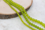 Green Jade Beads, Smooth Gemstone Round Loose Beads, Size 6mm 8mm 10mm #273