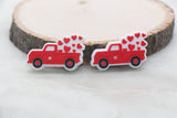Valentines Truck Silicone Beads, Love Heart Red Truck Silicone Beads, Valentine's Day Themed Silicone Loose Beads, Pen Focal Beads #399