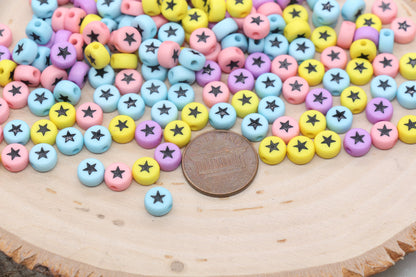 Assort Color Star Beads, Pink Purple Blue and Yellow Mix Acrylic Star Beads, Star Symbol Beads, Size 7mm #2974