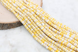 6mm Multicolor Heishi Beads, Yellow and White Mix Polymer Clay Disc Beads, African Disc Beads, Vinyl Heishi, Full Strand #516
