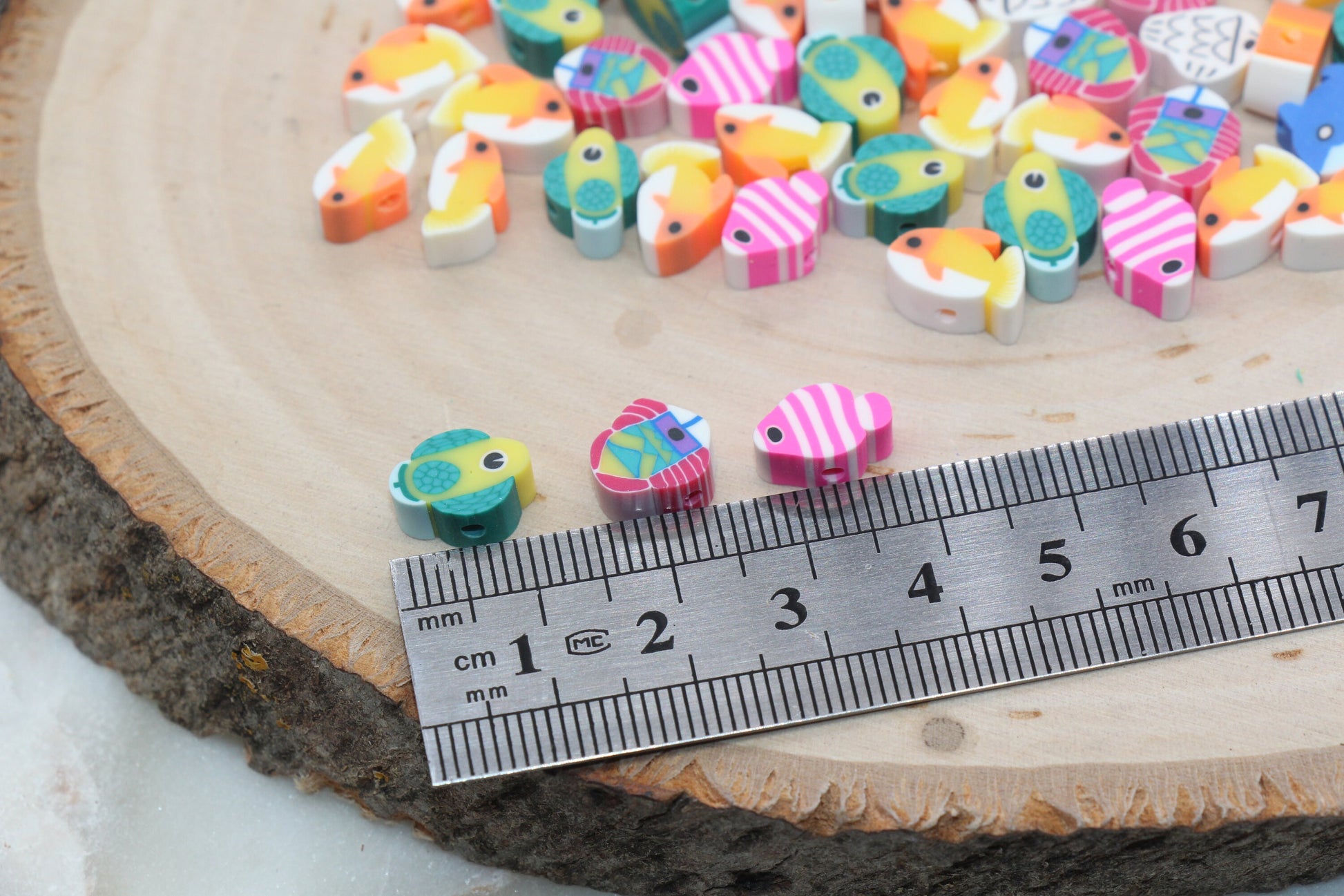 Assort Fish Polymer Clay Beads, Mix Fish Clay Beads, Fish Fimo Cane Beads #402