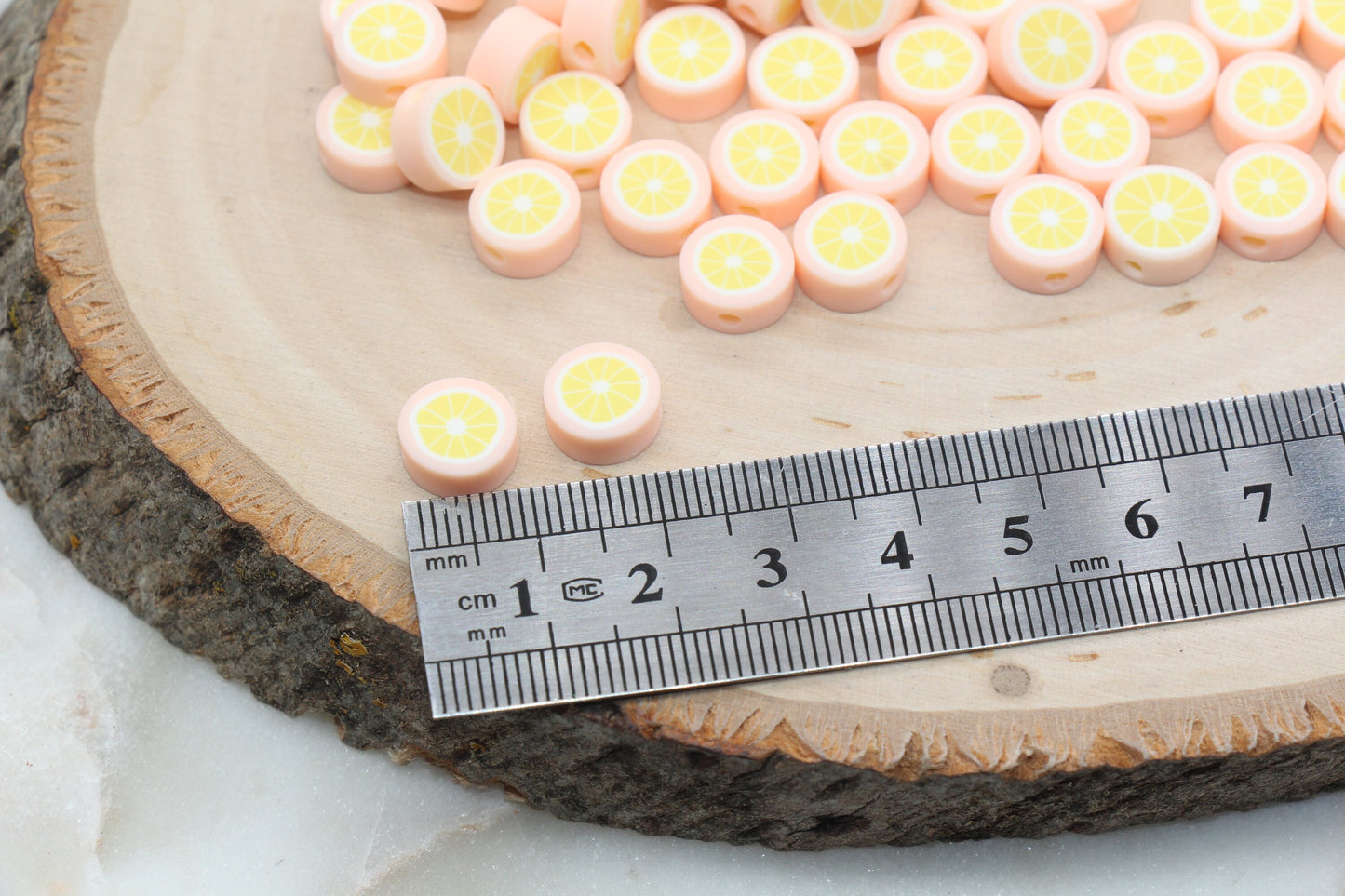 Citrus Polymer Clay Beads, Citrus Fruit Beads, Round Citrus Clay Beads, Bracelet Jewelry Beads #407