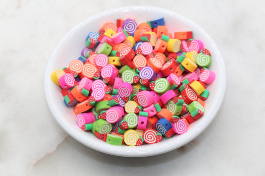 Assort Strawberry Cake Clay Beads, Mix Swirl Cake Polymer Clay Beads, Jewelry Beads, Bead for Bracelet #408