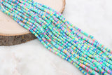 4mm Mix Heishi Beads, Blue Pink and Green Mix Polymer Clay Disc Beads, African Disc Beads, Vinyl Heishi, Full Strand #536