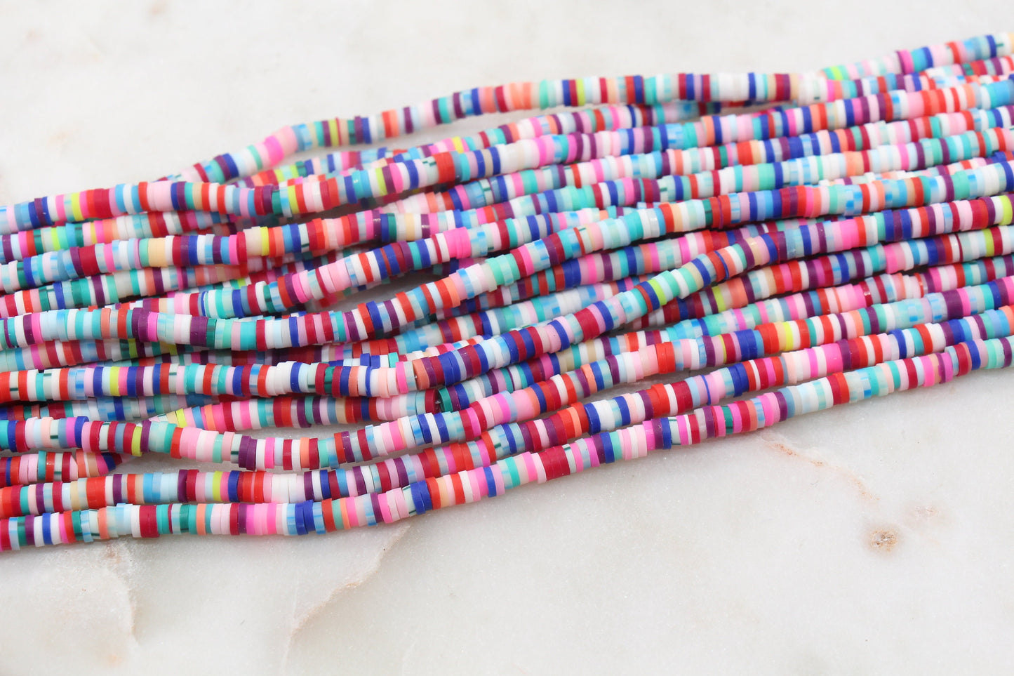 4mm Mix Heishi Beads, Speckled Polymer Clay Disc Beads, African Disc Beads, Vinyl Heishi, Jewelry Making, Full Strand #543