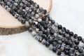 10mm faceted gray and black mix fire agate beads, faceted beads for bracelets