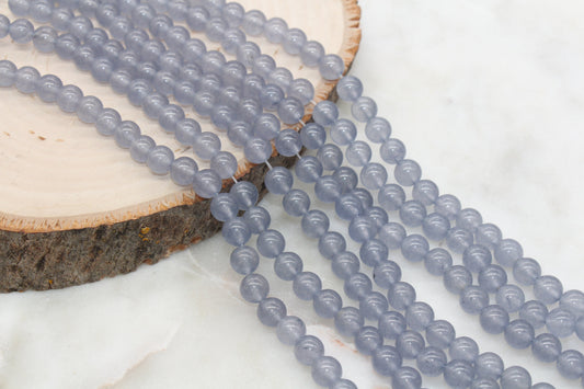 8mm Gray Jade Beads, Smooth Gemstone Round Loose Beads, #266