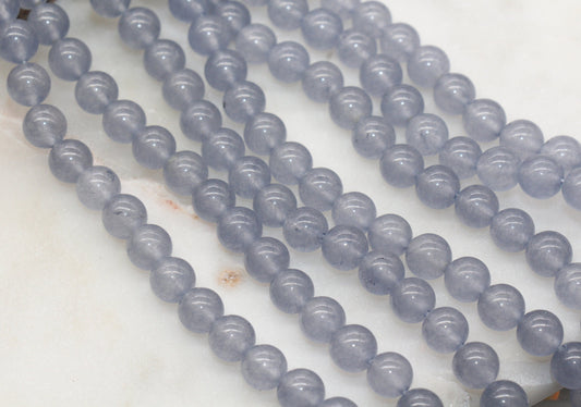 8mm Gray Jade Beads, Smooth Gemstone Round Loose Beads, #266