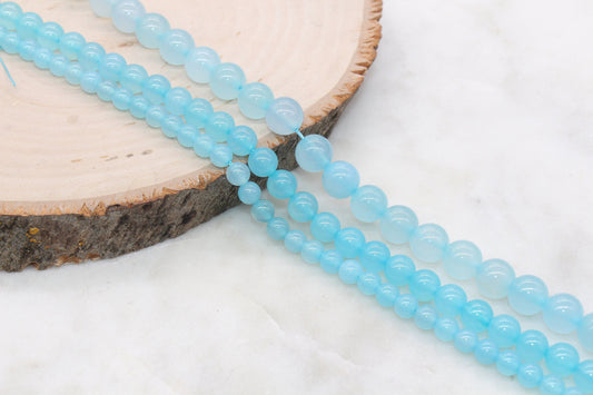 Blue Agate Beads, Blue Gemstones Round Beads, Size 6mm 8mm 10mm #267