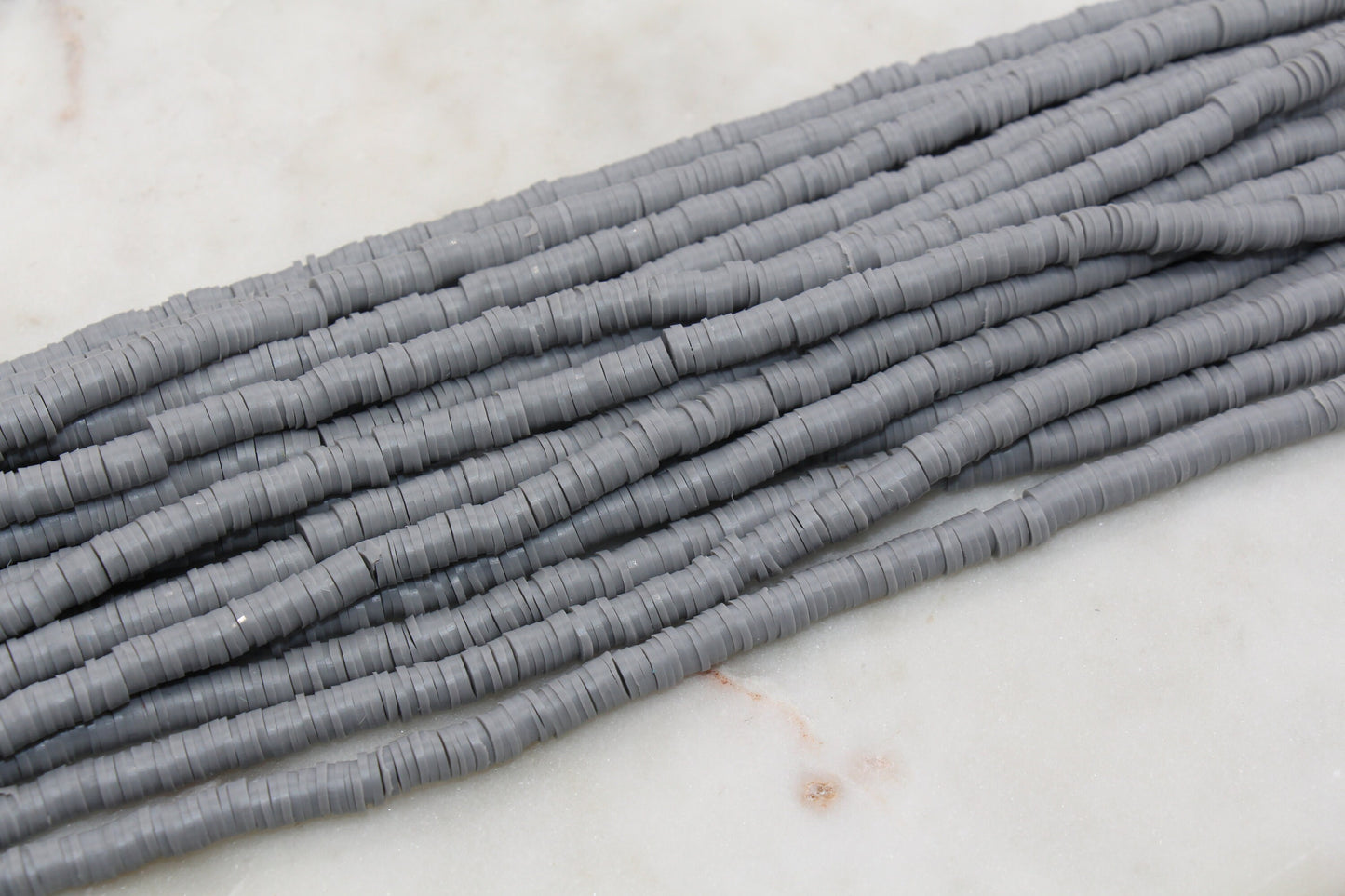 6mm Gray Heishi Beads, Vinyl Beads, Polymer Clay Disc Beads, African Disc Beads, Jewelry Making Beads, Full Strand #588