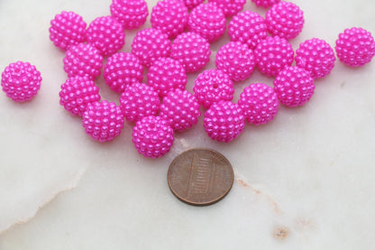 12mm Hot Pink Purple Berry Beads, Acrylic Beads, Round Acrylic Loose Beads, Bubblegum Beads, Chunky Beads, Beads for Bracelet #2991
