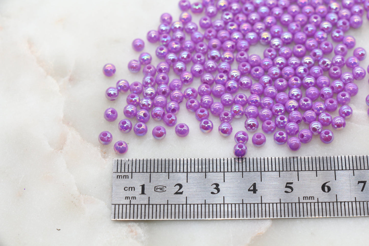 4mm Purple AB Round Beads, Iridescent Acrylic Gumball Beads, Bubblegum Beads, Plastic Round Smooth Bead #3012