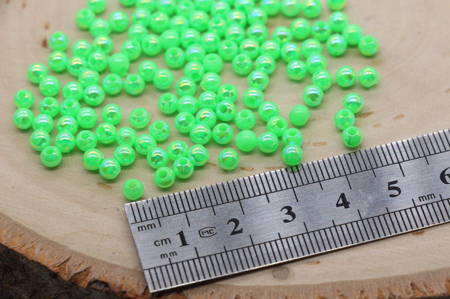 4mm Green AB Round Beads, Iridescent Acrylic Gumball Beads, Bubblegum Beads, Plastic Round Smooth Bead #3016